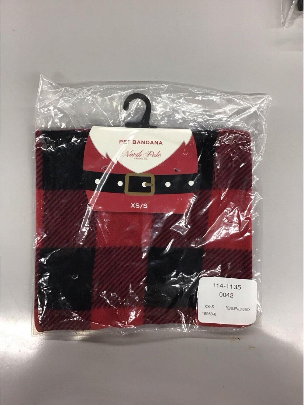 North Pole pet bandana size xs-s new from JCPenney Christmas plaid fleece
